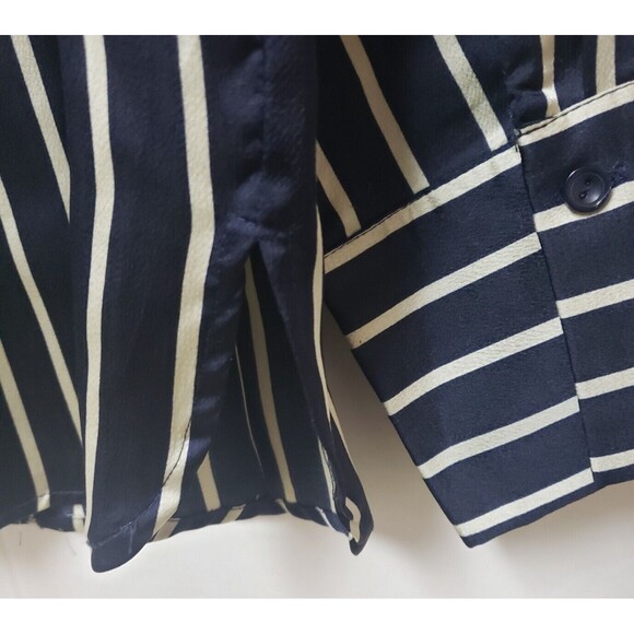 Women’s Emory Park Black & White Stripe Button-Down Shirt Long Sleeve Size S POE - Picture 12 of 12